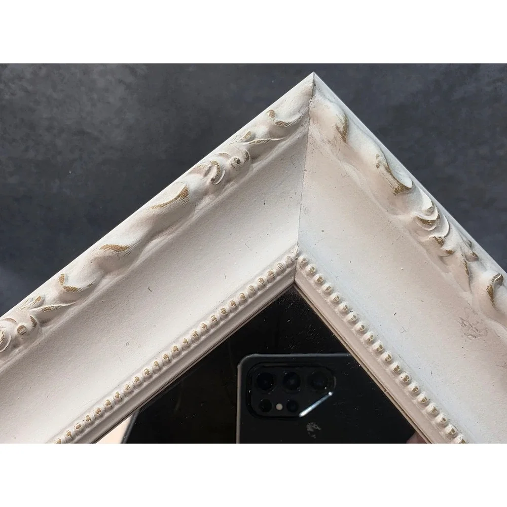Vintage The Big Picture Custom Framed Mirrors Set of 2 Cream Distressed Ornate